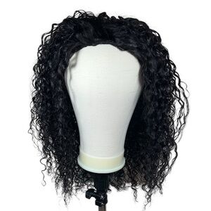 Natural Black Water Wave Glueless 20 Inch Half Wig